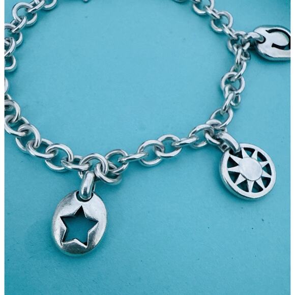 Tiffany & Co. Silver Sun Moon Star Heart Horseshoe Charm Bracelet XXL 9.5” RARE - Picture 2 of 9